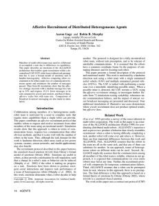 Affective Recruitment of Distributed Heterogeneous Agents