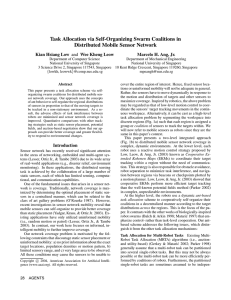 Task Allocation via Self-Organizing Swarm Coalitions in Distributed Mobile Sensor Network