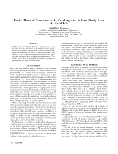 Useful Roles of Emotions in Artificial Agents: A Case Study... Artificial Life Matthias Scheutz