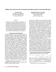 Adding Time and Intervals to Procedural and Hierarchical Control Specifications