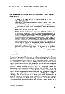 Structural characterization  of gel-grown  neodymium copper  oxalate