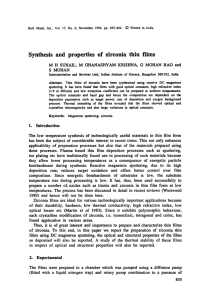Synthesis  and  properties  of  zirconia ... M  H  SUHAIL,  M  GHANASHYAM ... S  MOHAN