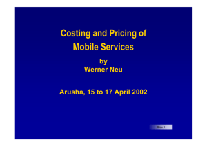 Costing and Pricing of Mobile Services by Werner Neu