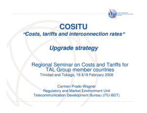 COSITU Upgrade strategy Costs, tariffs and interconnection rates