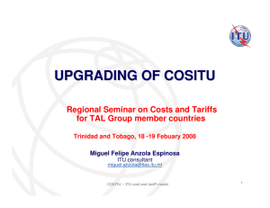 UPGRADING OF COSITU Regional Seminar on Costs and Tariffs