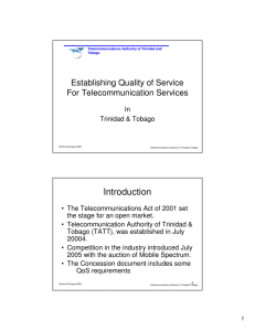Introduction Establishing Quality of Service For Telecommunication Services