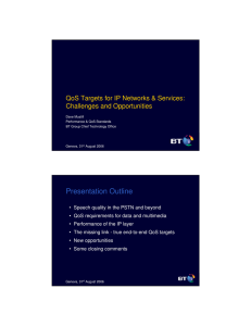 Presentation Outline QoS Targets for IP Networks &amp; Services: Challenges and Opportunities