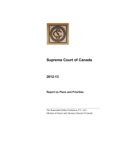 Supreme Court of Canada 2012-13 Report on Plans and Priorities