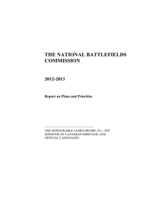 THE NATIONAL BATTLEFIELDS COMMISSION 2012-2013 Report on Plans and Priorities