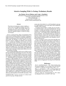 Selective Sampling With Co-Testing: Preliminary Results