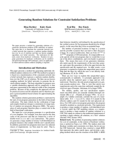 Generating Random Solutions for Constraint Satisfaction Problems Rina Dechter Kalev Kask Eyal Bin