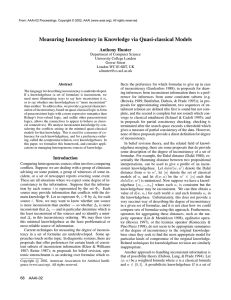 Measuring Inconsistency in Knowledge via Quasi-classical Models Anthony Hunter