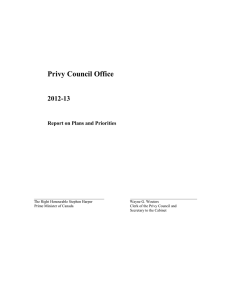 Privy Council Office 2012-13 Report on Plans and Priorities