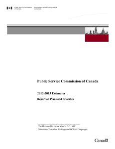 Public Service Commission of Canada 2012-2013 Estimates Report on Plans and Priorities