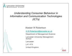 Understanding Consumer Behaviour in Information and Communication Technologies (ICTs) Alastair W Robertson