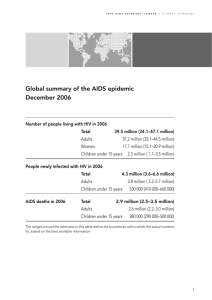 Global summary of the AIDS epidemic December 2006