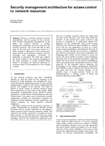 Security management architecture for access control network resources to P.