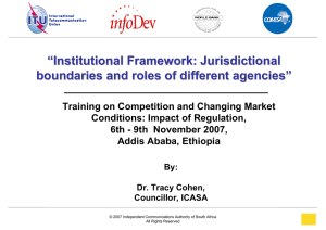 “ Institutional Framework: Jurisdictional boundaries and roles of different agencies ”