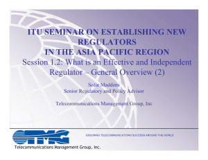 ITU SEMINAR ON ESTABLISHING NEW REGULATORS IN THE ASIA PACIFIC REGION