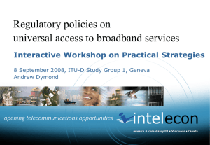 Regulatory policies on universal access to broadband services