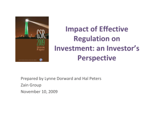 Impact of Effective  Regulation on  Investment: an Investor’s  Perspective