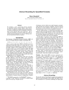 Abstract Branching for Quantified Formulas Marco Benedetti
