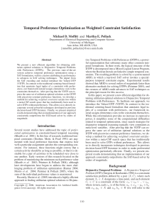 Temporal Preference Optimization as Weighted Constraint Satisfaction Michael D. Moffitt