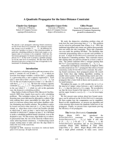 A Quadratic Propagator for the Inter-Distance Constraint Claude-Guy Quimper Alejandro L´opez-Ortiz Gilles Pesant
