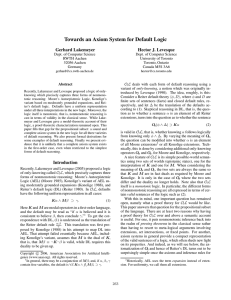 Towards an Axiom System for Default Logic Gerhard Lakemeyer Hector J. Levesque