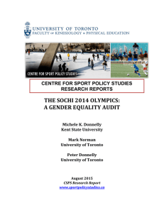 ! THE!SOCHI!2014!OLYMPICS:! A!GENDER!EQUALITY!AUDIT CENTRE FOR SPORT POLICY STUDIES