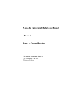Canada Industrial Relations Board 2011–12 Report on Plans and Priorities