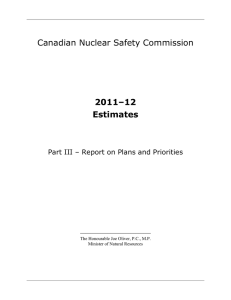 Canadian Nuclear Safety Commission 2011–12 Estimates