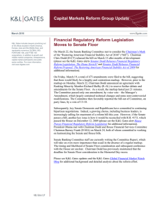 Capital Markets Reform Group Update Financial Regulatory Reform Legislation