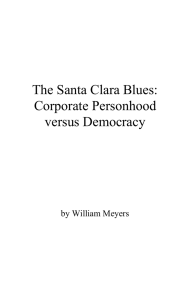 The Santa Clara Blues: Corporate Personhood versus Democracy by William Meyers