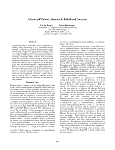 Memory-Efficient Inference in Relational Domains Parag Singla Pedro Domingos