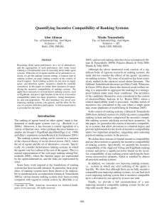 Quantifying Incentive Compatibility of Ranking Systems Alon Altman Moshe Tennenholtz