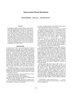 Impersonation-Based Mechanisms Moshe Babaioff , Ron Lavi , and Elan Pavlov