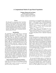 A Computational Model of Logic-Based Negotiation Dongmo Zhang and Yan Zhang