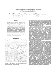 Corpus-based and Knowledge-based Measures of Text Semantic Similarity Rada Mihalcea Carlo Strapparava