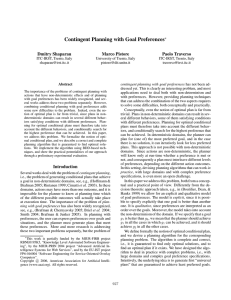 Contingent Planning with Goal Preferences Dmitry Shaparau Marco Pistore Paolo Traverso