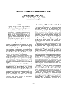 Probabilistic Self-Localization for Sensor Networks Dimitri Marinakis, Gregory Dudek