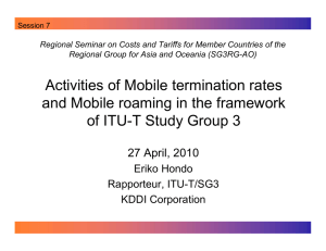 Regional Seminar on Costs and Tariffs for Member Countries of... Regional Group for Asia and Oceania (SG3RG-AO)