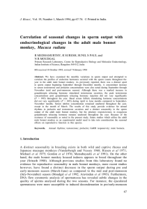 Correlation of seasonal changes in sperm output with