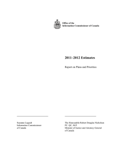 2011–2012 Estimates  ___________________ ___________________ Report on Plans and Priorities