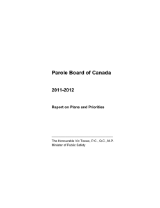 Parole Board of Canada 2011-2012 Report on Plans and Priorities