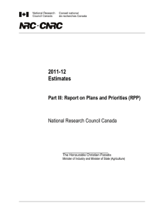 2011-12 Estimates Part III: Report on Plans and Priorities (RPP)