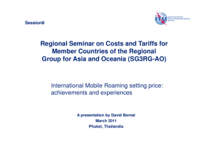Regional Seminar on Costs and Tariffs for