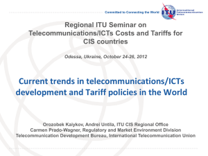 Current trends in telecommunications/ICTs development and Tariff policies in the World