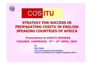 COS ITU STRATEGY FOR SUCCESS IN PROPAGATING COSITU IN ENGLISH