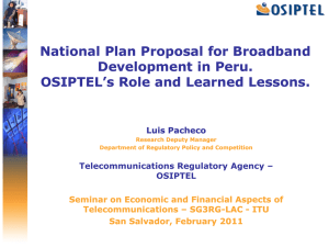 National Plan Proposal for Broadband Development in Peru.